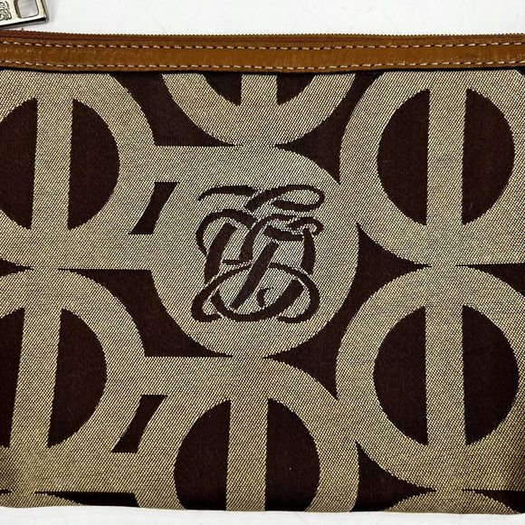 Louis Quatorze Mini Handbag Monogram Logo Tan Leather Trim Baguette Purse‎ - Picture 5 of 9